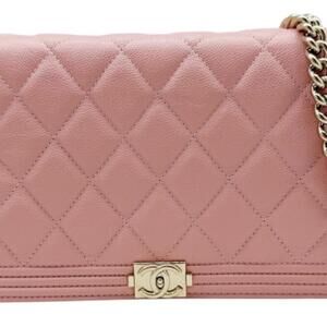 CHANEL Pink Caviar Leather Wallet